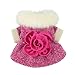 Fitwarm Elegant Pink Floral Faux Furred Dog Coats Pet Clothes Winter Dresses, Medium