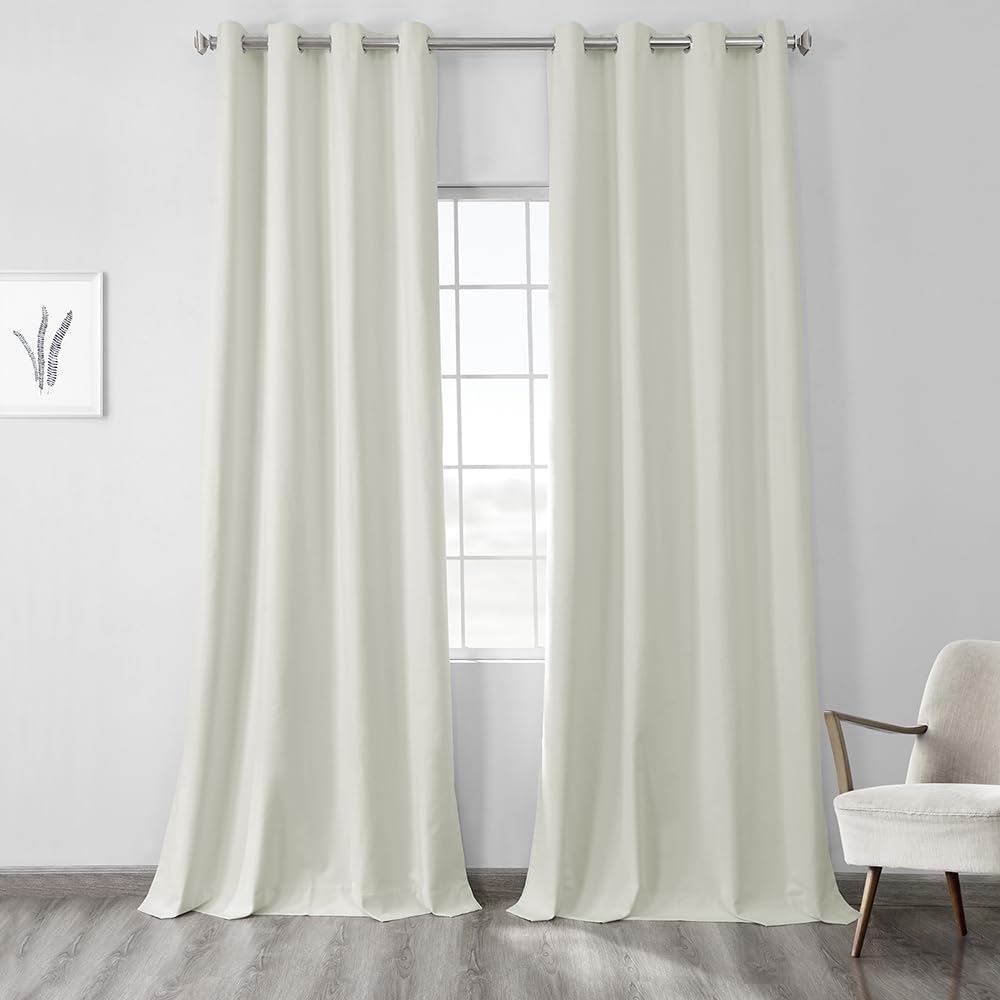 HPD Half Price Drapes Grommet Blackout Curtains for Bedroom Thermal Cross Linen 50 X 120 (1 Panel), FLCW-CBO191-120-GR, Starlight Off White