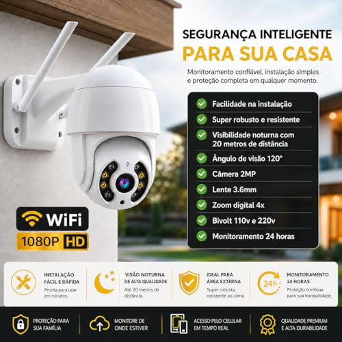 Kit 2 Camera De Segurança Ip Wifi Externa Com 2 Cartões De Memoria Sd 64gb Icsee A8 Visão Noturna Prova Dágua Áudio Bidirecional