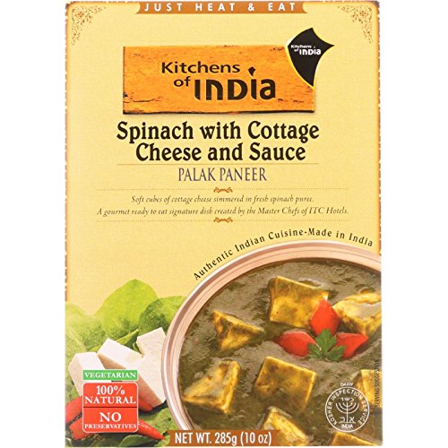 Kitchen Of India Dinner - Spinach with Cottage Cheese and Sauce - Palak Paneer - 10 oz - case of 6 -