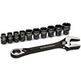 GEARWRENCH 11 Piece Pass Through Adjustable Wrench Set | GWPTAW8 | Hand Tools, Wrenches, Adjustable Wrenches, Wrench Sets, Steel, Black, square, 12-point, E-Torx