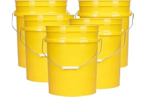 House Naturals 5 Gallon Premium HPDE Plastic Bucket - Made in USA Food Grade Storage Container, BPA Free All Purpose Pail (5, Yellow)