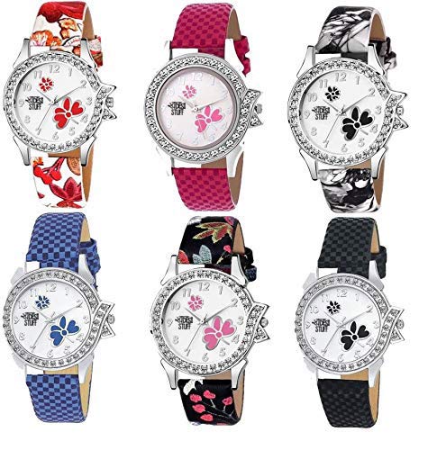 Swadesi Stuff Multi Color Stylish Luxury Fashion Watch Combo of 6 Watches fir Women & Girls