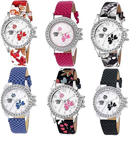 Swadesi Stuff Multi Color Stylish Luxury Fashion Watch Combo of 6 Watches fir Women & Girls