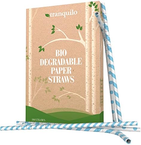 Tranquilo Biodegradable Paper Straws - Blue (Box of 100)