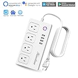 WiFi Smart Power Strips Compatible with Alexa& Google Home, No Hub Required, Knaclean Smart Surge Protector Outlets with 4 USB Ports and 4 AC Plugs Socket Supports SmartLife & Echo/ Google Control