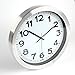 HIPPIH Large Silent Wall Clock 12 Inch Non-Ticking Indoor Decorative Silver Aluminium Clocks for Office/Kitchen / Bedroom/Living Room/School