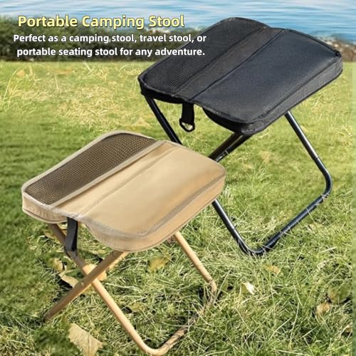 Ryfpdml Folding Stool, Portable Camping Stool Foldable Lightweight Camping Stool Mini Outdoor Folding Lazy Chair Collapsible Stool for Camping Fishing Picnic Hiking home (Black)