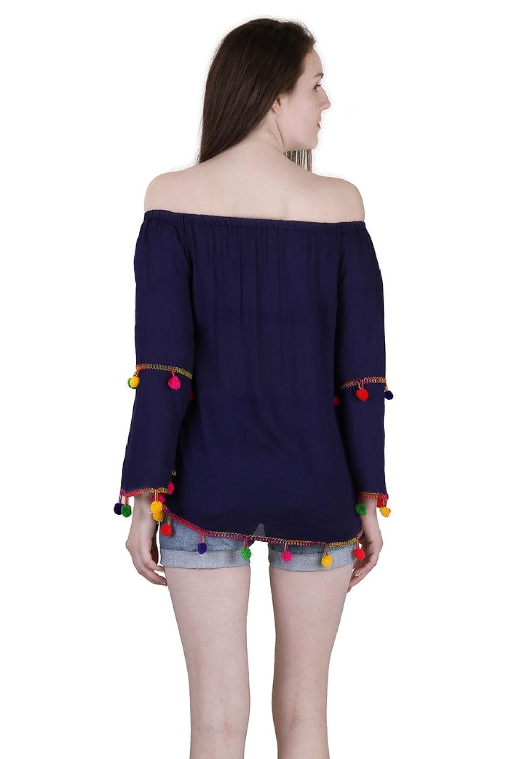 jollify women's blue rayon embroidered top