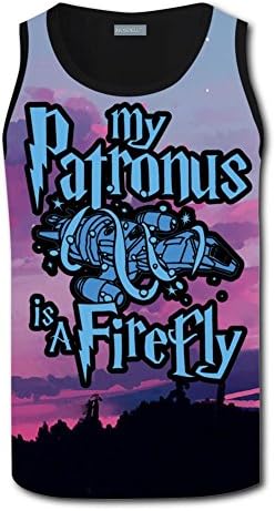 WOMNEB Men's 3D My Patronus is A Firefly Printed Sleeveless T-Shirt Summer Racerback Tank Top
