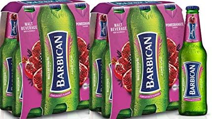 Barbican Pomegranate Flavor Malt Beverage" Non Alcoholic" Drink - Pack of 6 Glass Bottles x 2 Packs 330ML !