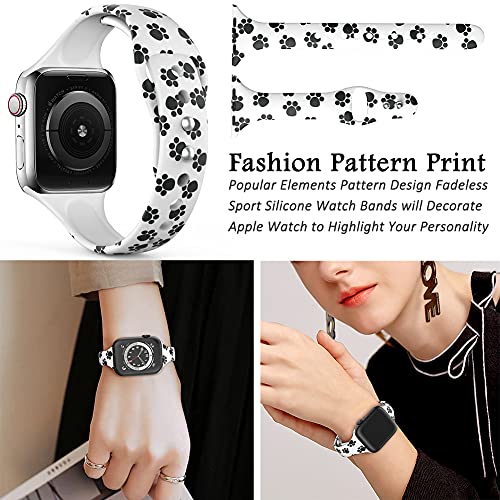 Floral Watch Bands 38mm 40mm Silicone Pattern Printed Sport Compatible with Apple Watch Band Fadeless Thin Replacement Strap for Iwatch Series SE 6/5/4/3/2/1 Pack of 6 Leopard/Peking Opera/Classic Flower/Black/Lotus/Flower/Paw