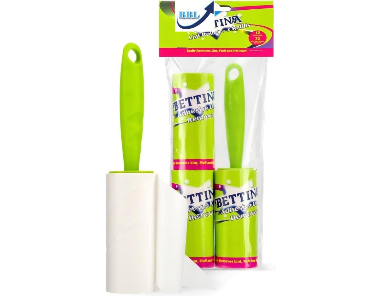 Lint Roller & 2 Replacement Refills, Total 72 Sheets with Handle