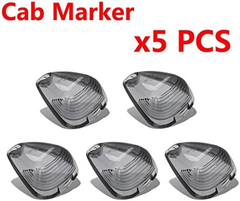 Partszone Cab Marker Clearance Light Lens Covers 5x Smoke For Ford F-150 F-250 F-350 F-450 F-550 Super Duty 1999 - 2017