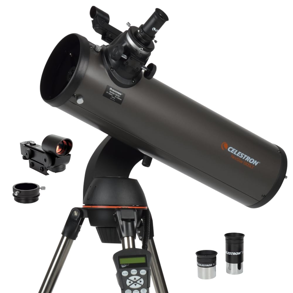Celestron - Telescopio computarizado NexStar 130SLT - Compacto y portátil - Diseño óptico reflector newtoniano - Tecnología SkyAlign - Control manual computarizado - Apertura 130 mm Gris