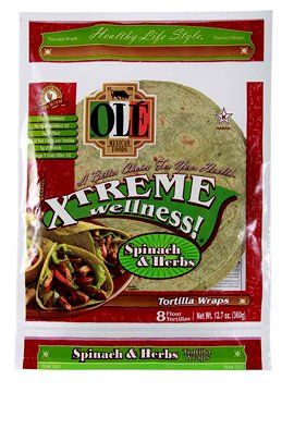 Ole Xtreme Wellness Spinach & Herbs Tortilla Wraps - 6 Pack Case