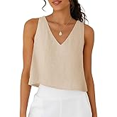 Womens Tank Tops Casual Summer Loose Sleeveless V Neck Crop Tops Lightweight Camis Shirts
