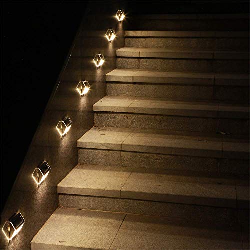 Solar Deck Lights, KASUN Super Bright LED Walkway Light Stainless Steel Waterproof Outdoor Security Lamps for Patio Stairs Garden Pathway (Yellow Light - 2PCS)