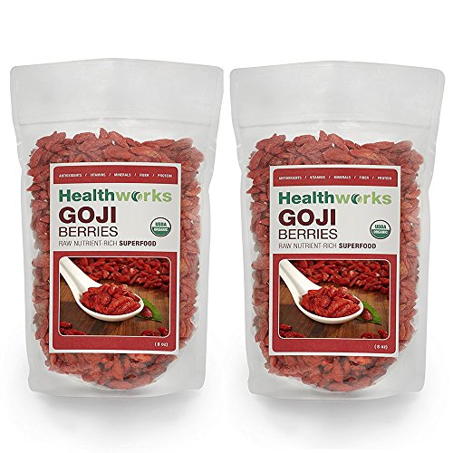 Healthworks goji berries raw organic, 1lb (2 8oz packs)