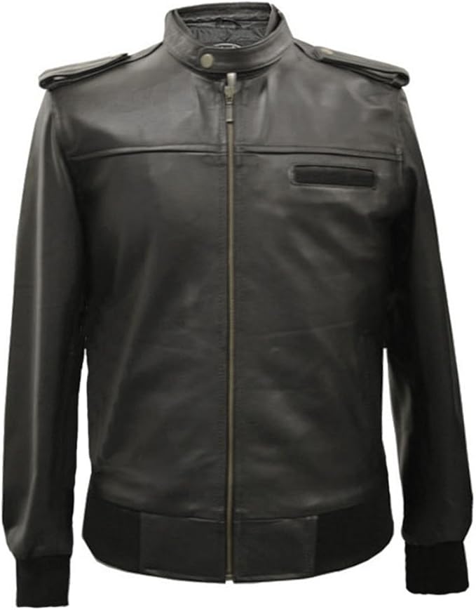 Mens Black Real Leather Jacket Amazon.co.uk Clothing