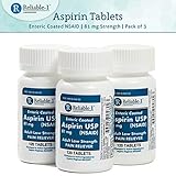 Aspirin Tablets, Low Dose 81mg, Enteric Coated NSAID by Reliable-1 Laboratories (3-Pack)