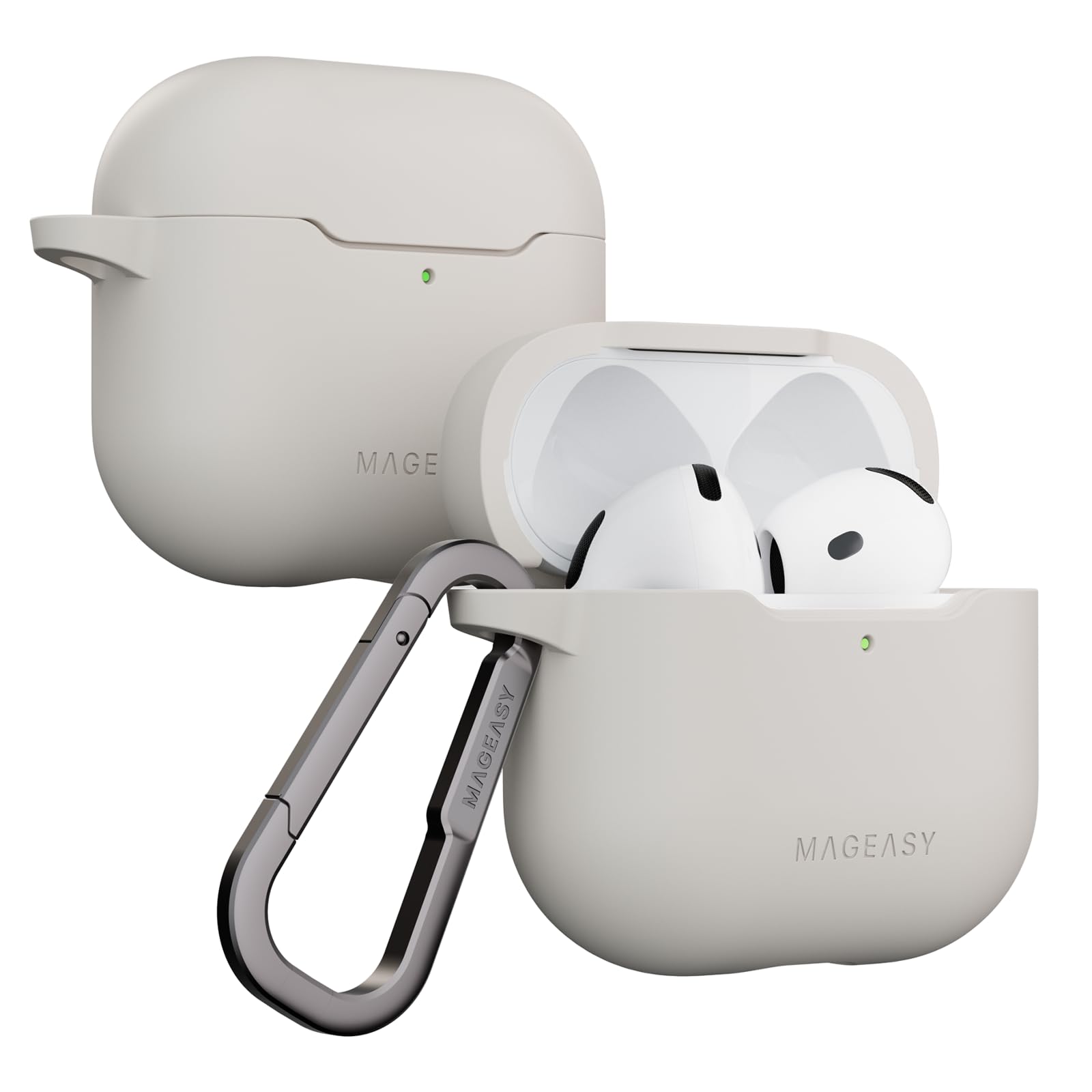 Photo 1 of MAGEASY Designed for AirPods 4 Case - Shockproof Protective Case for AirPods 4, Stain-Resistant, Smooth & Skin-Friendly, Support Wireless Charging - Skin (Starlight White)