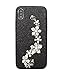 Omio for iPhone Xs Glitter Diamond Case with Finger Loop Strap Hand Chain Holder Bracelet Shiny Flower Luxury Cover Bling Crystal Sparkle Rhinestone Protective Floral
