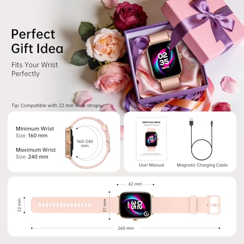 Smart Watches for Women (Answer/Make Calls),1.85" HD Screen Fitness Watch with Bluetooth 5.3,Heart Rate/Sleep/SpO2 Monitor,110+ Sports Modes,IP68 Waterproof Smartwatch,Activity Tracker for Android iOS