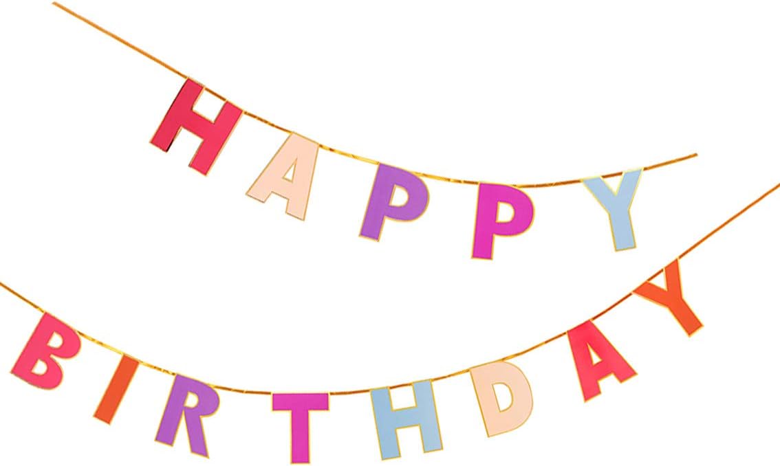 Pretty Pink Happy Birthday Bunting Party Decoration Rose Gold 3 metres (10ft), Multi-coloured, 3m