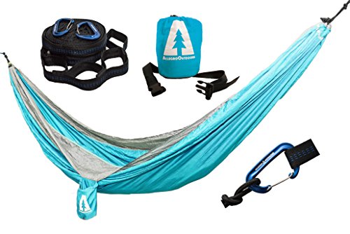 Allegro Outdoors Ripstop Double Camping Hammock and Tabono Tree Strap
Bundle (LT BLUE / LT GRAY)