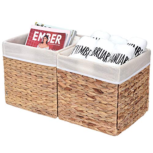 StorageWorks Wicker Baskets for Storage with Liners, Water Hyacinth