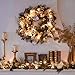 Valery Madelyn Pre-Lit 24 Inch Elegant Champagne Gold Christmas Wreath for Front Door with Shatterproof Ball Ornaments, Ribbon, Artificial Simulation Flower, Battery Operated 20 LED Lights
