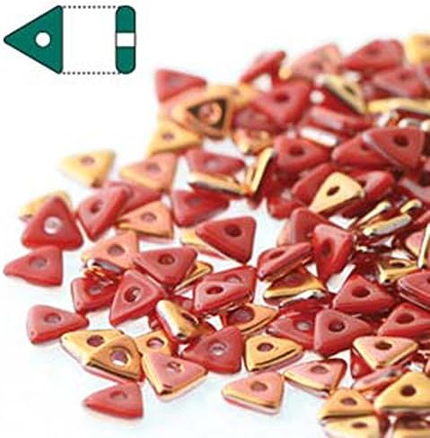 Opaque Red Sun Set Czech Glass Sead Tri Beads 4.6mmx1.3mm Thick Approx 9gr Tube