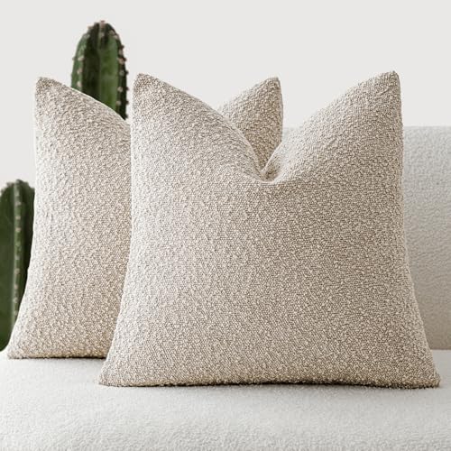 Foindtower Bouclé-Kissenbezüge, strukturiert, einfarbig, gemütlich, weich, dekorativ, neutral, für Couch, Stuhl, Sofa, Schlaf-/Wohnzimmer, Heimdeko, 6