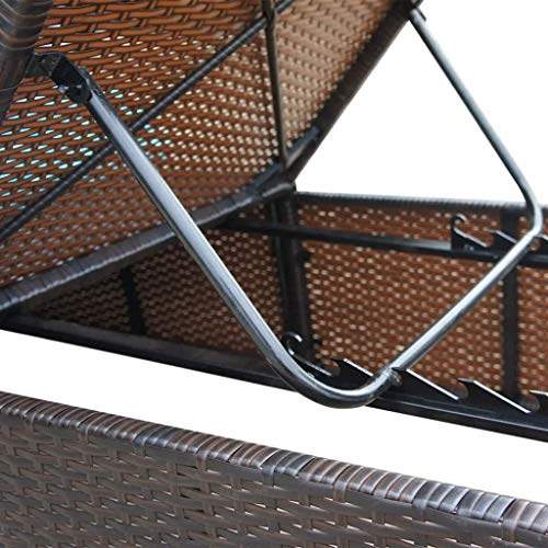 Tidyard Sonnenliege Rattan mit Auflage Gartenliege Liegestuhl Rattanliege Outdoor Sonnenstuhl Gartenmöbel Relaxliege für Garten Balkon Terrasse Schwimmbad, Braun – Bild 8