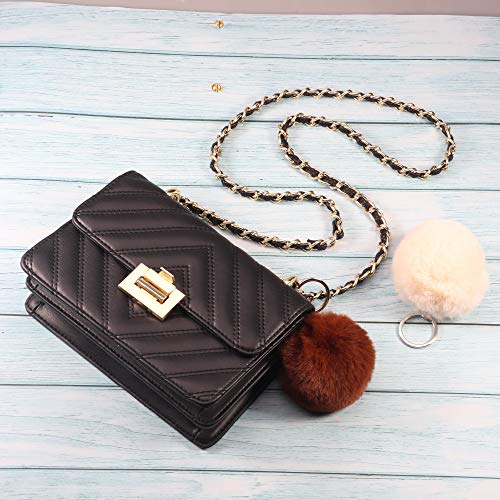 Forise 24 Pieces Colorful Faux Fur Pom Poms Ball DIY Fur Fluffy Ball with Elastic Loop for Knitting Hats Scarves Gloves Bag Charms - Thumbnail 6