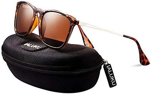 IALUKU Wayfarer Sunglasses Polarized Square Frame UV400 Protection Retro Style for Women Men (Tortoise, 55)