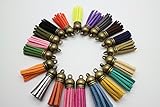 Pamir Tong 44pcs 38mm(1.5'') Multi-Colors Suede Leather Tassel with Bronze Caps Cell Phone/Earring/ Bag/Key Chain Accessory /DIY Charms GD44ST02