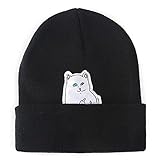 MIOIM Middle Finger Cat Hip Hop Beanie Knitted Hat Punk Rock Cap