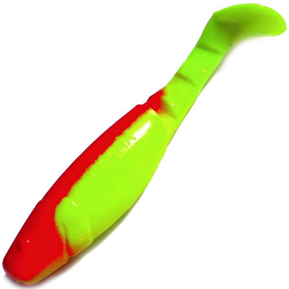 Relax Kopyto Classic 4 L 4 Inch Rubber Fish Approx. 11 cm Colour Fluorescent Yellow Red Pack of 10