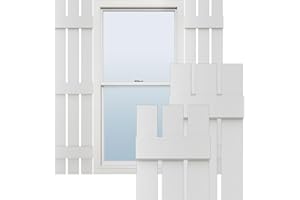 Ekena Millwork Lifetime Vinyl LS3S12X05500WH Standard Three Board Spaced, Board-n-Batten Vinyl Shutters, w/Installation Shutter-Lok's & Matching Screws (Per Pair), 12'W x 55'H, White