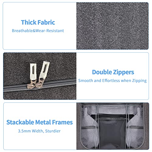 Foldable Clothes Storage Bins 2 Pack, Stackable Metal Frame Clothing