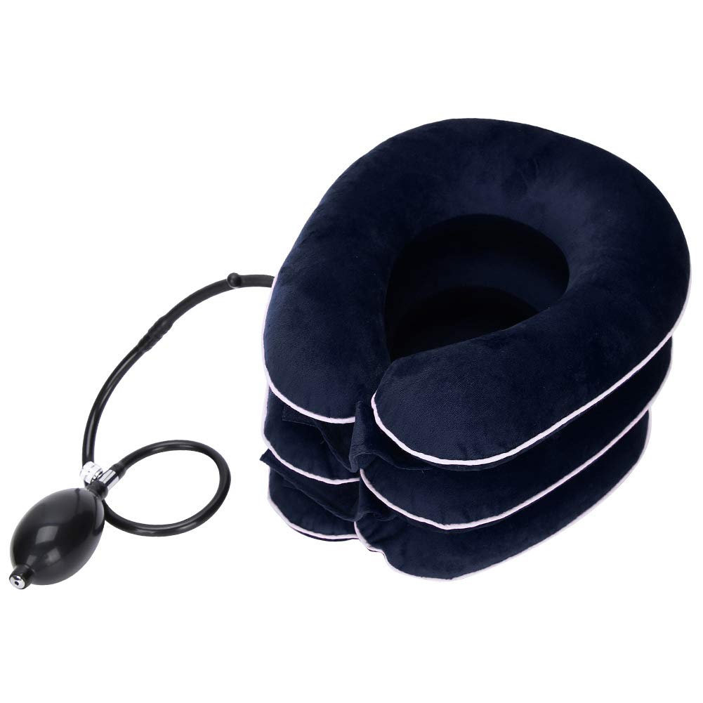 Yctze Air Inflatable Neck Stretcher, Air Inflatable Cervical Collar Device Neck Traction Support Neck Massage Stretcher Ideal for Home Office Use (Blue)
