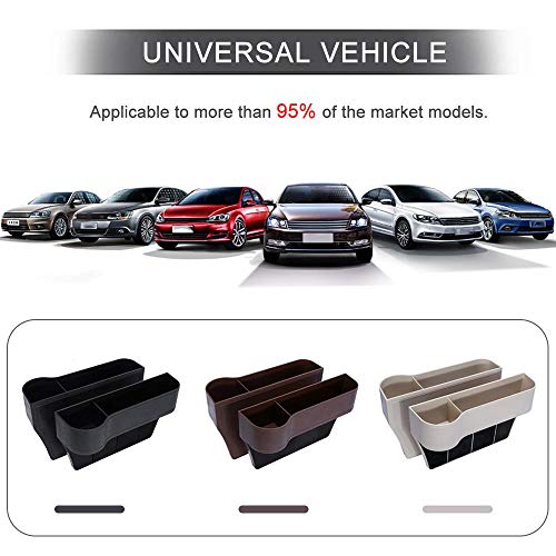 Moshbu 2 PCS Car Seat Pockets ABS Car Console Side Organizer Seat Gap Filler with Cup Holder for Cup, Cellphone, Wallet, Keys, Etc - Thumbnail 6