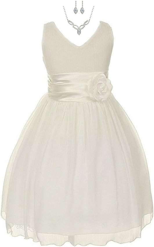 My Best Kids Yoru Chiffon Flower Girl Dress-Ivory-12