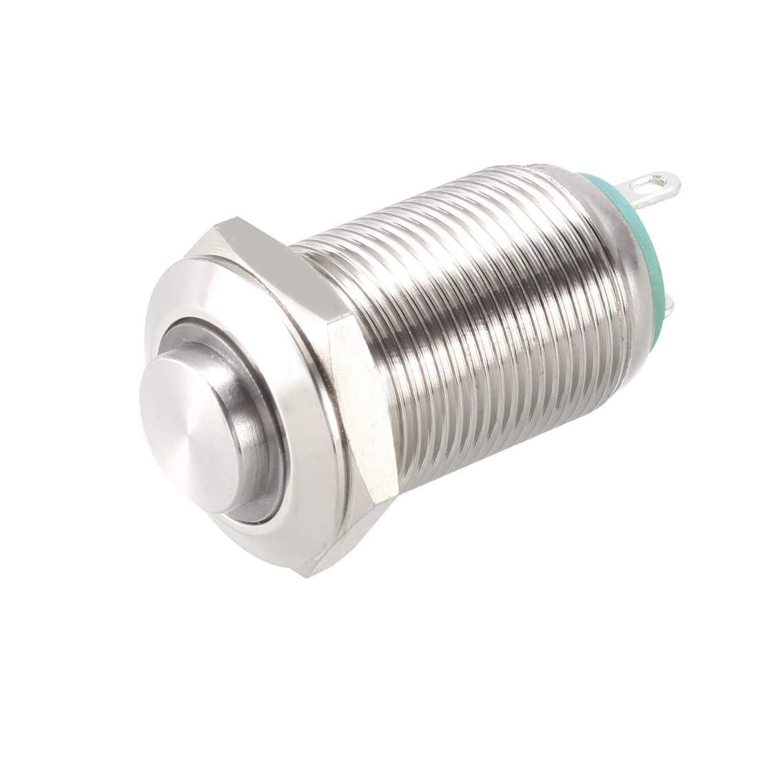 sourcing map Latching Metal Push Button Switch High Head 12mm Mounting Dia 1NO 12V Blue LED Light