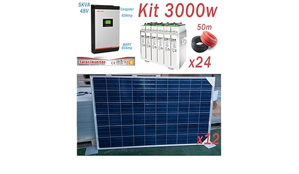 Kit Solar 48v 3000w Hora Inversor 5000va MPPT 60A Bateria 6 TopzS ...
