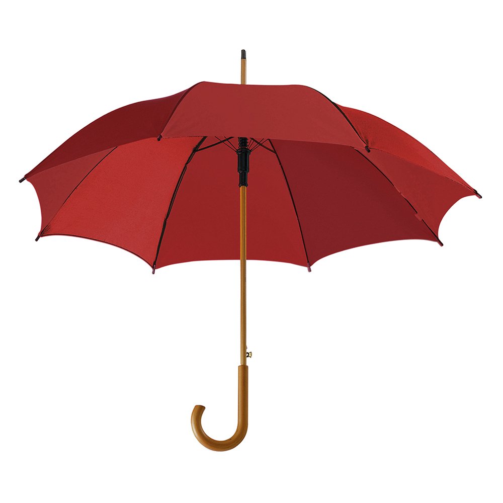 eBuyGB Automatic Opening Classic Wooden Crook Handle Large Umbrella Rainproof for Men and Women Umbrella Windproof Strong - Burgundy 41.5 Inch / 105cm Span 90cm Length