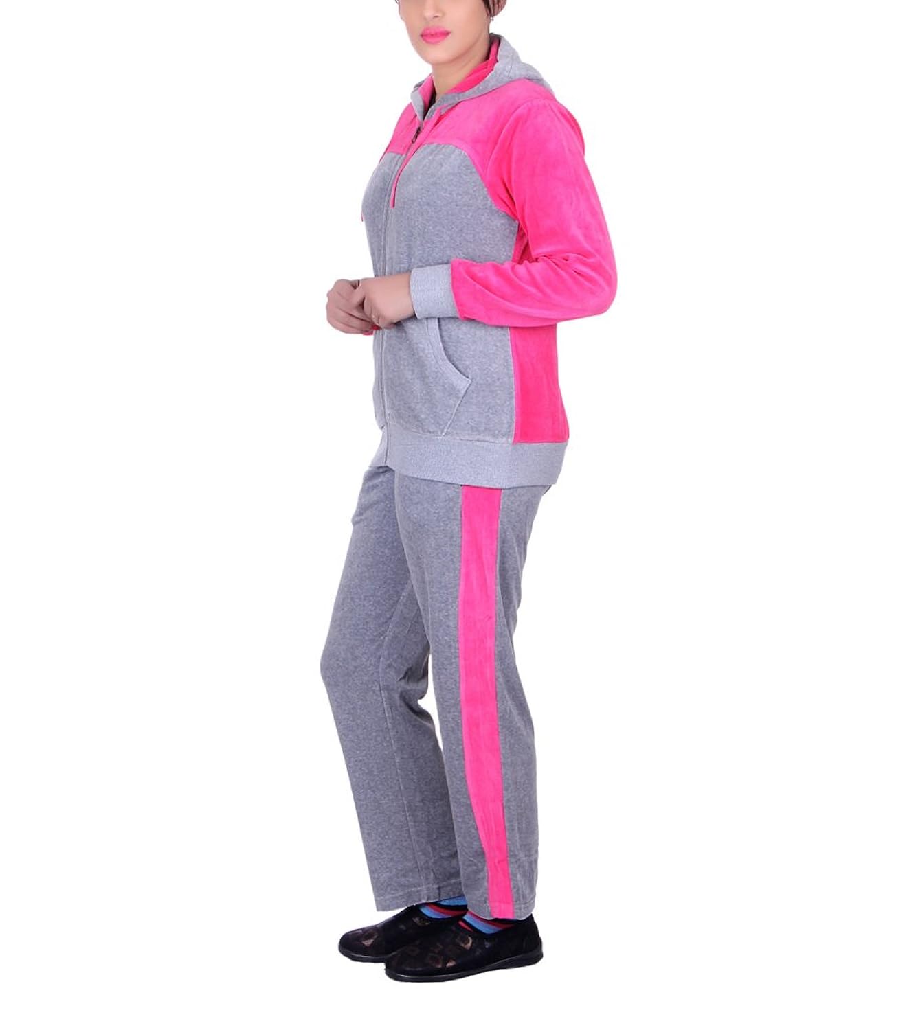 vivid bharti style hood cotton velvet/shearing tracksuit