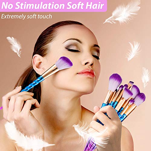 Unicorn Makeup Brushes Set 12pcs Professional Makeup Brushes with Color Bristles Foundation Face Eyebrow Eyeliner Eye-Shadow Brush Cosmetic Conceler Brushes Kit Tool with Case Holder for Women Girlc